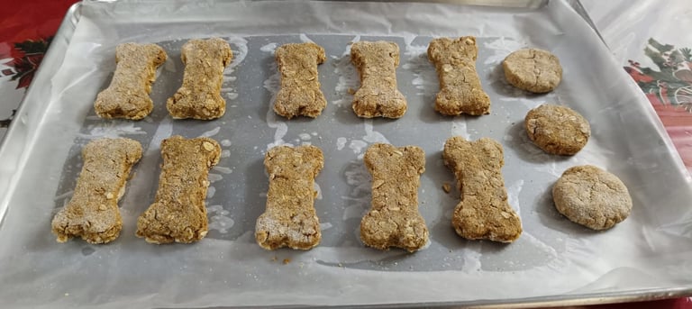 Galletas de avena doradas artesanales para perros